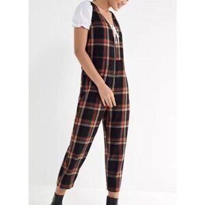 Urban Outfitters‎ Women’s Sleeveless Black Red Plaid Cropped Jumpsuit Size XS